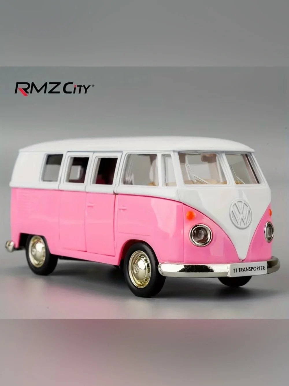 PINK Diecast Volkswagen T1 Transporter Samba Bus VW Bus RMZ Pull Back n GO NEW